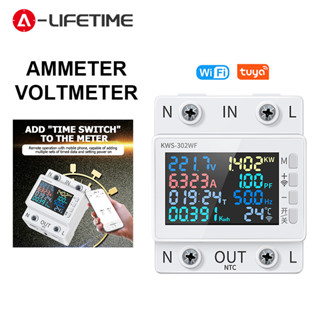 8 in1 din rail điện kỹ thuật số công suất năng lượng đồng hồ đo watt kwh wattmeter màn hình đa chức năng màn hình màu ampe kế vôn kế ac170-270v 63a điều khiển ứng dụng