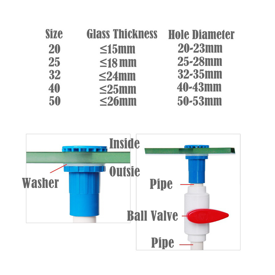 Id đen 20 ~ 50mm ống pvc thẳng bể cá bể cá chung nhà tự làm ống cấp nước phụ kiện thoát nước đầu nối thoát nước