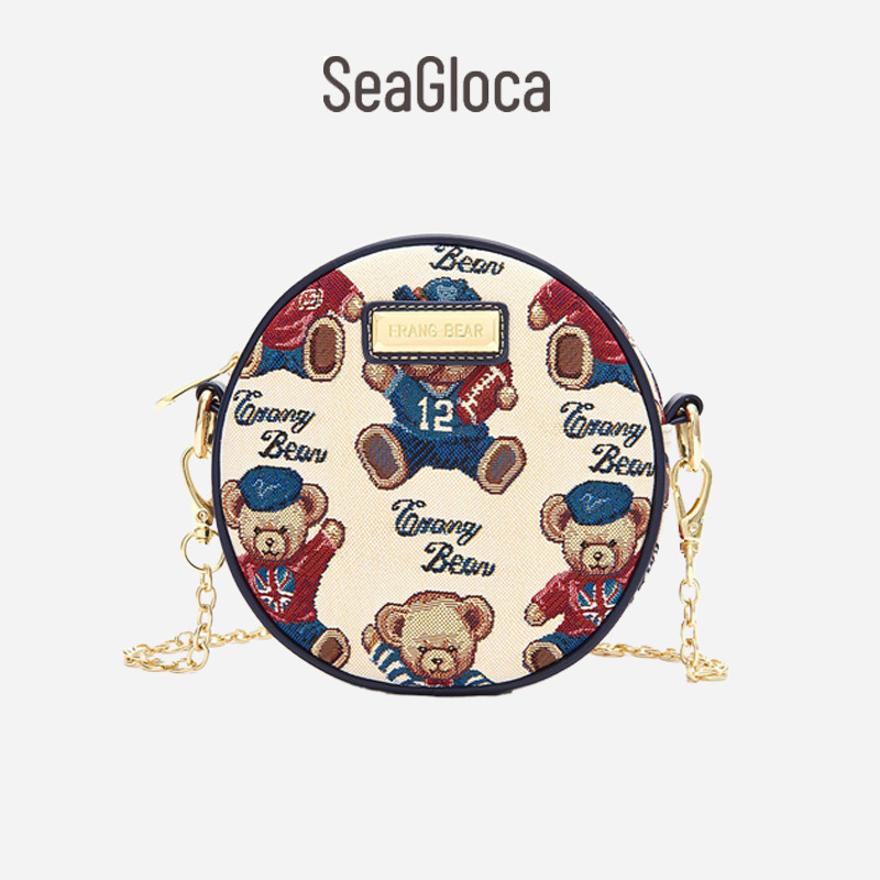 Túi đeo chéo Seagloca chất liệu canvas hình tròn thời trang dành cho nữ