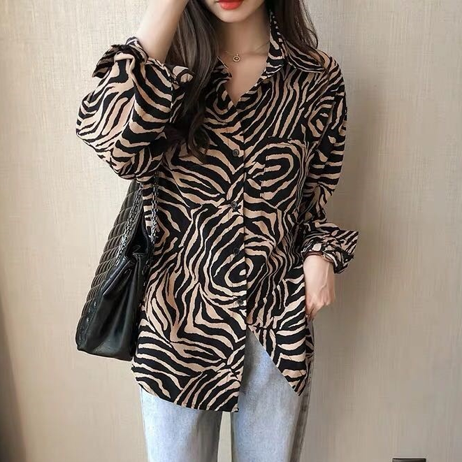 Phong cách hàn quốc quần áo phụ nữ cổ điển dài tay áo sơ mi nữ sọc áo sơ mi nữ rộng rãi và lười biếng phong cách bf áo sơ mi giản dị thời trang hàng đầu
