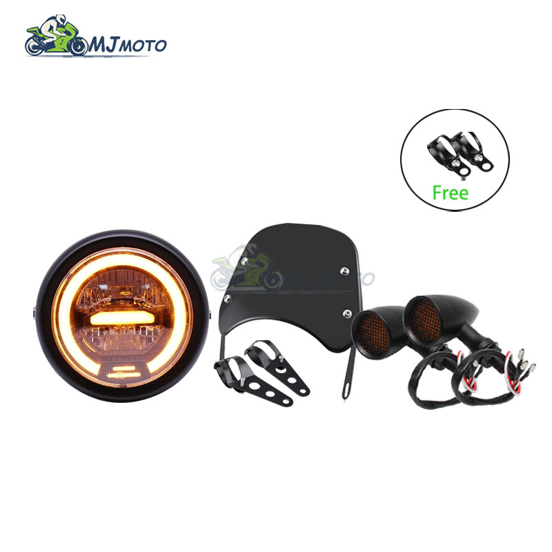 Kit bao gồm đèn pha, đèn tín hiệu, kính chắn gió, giá đỡ đèn pha phổ thông cho xe máy