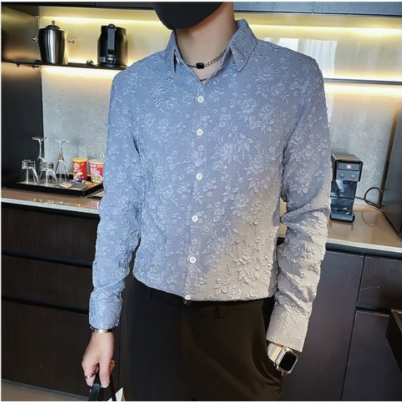 Áo Sơ Mi Nam Dài Tay Màu Trơn Họa Tiết Thời Trang simple áo nam đẹp áo nam form rộng fashion áo nam có cổ áo nam big size lụa áo sơ mi nam hàn quốc