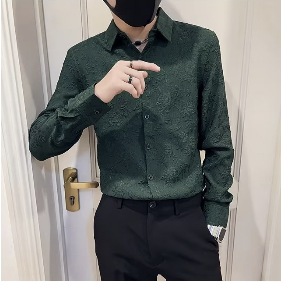 Áo Sơ Mi Nam Dài Tay Màu Trơn Họa Tiết Thời Trang simple áo nam đẹp áo nam form rộng fashion áo nam có cổ áo nam big size lụa áo sơ mi nam hàn quốc