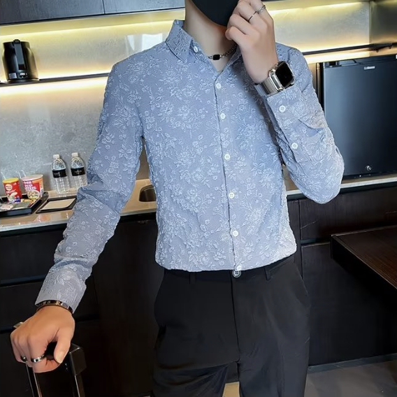 Áo Sơ Mi Nam Dài Tay Màu Trơn Họa Tiết Thời Trang simple áo nam đẹp áo nam form rộng fashion áo nam có cổ áo nam big size lụa áo sơ mi nam hàn quốc