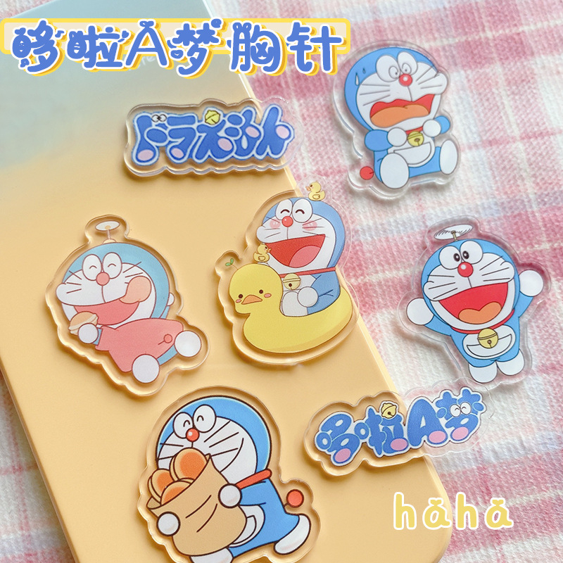 Ghim Cài Áo Bằng Acrylic Họa Tiết Hoạt Hình Doraemon Dễ Thương
