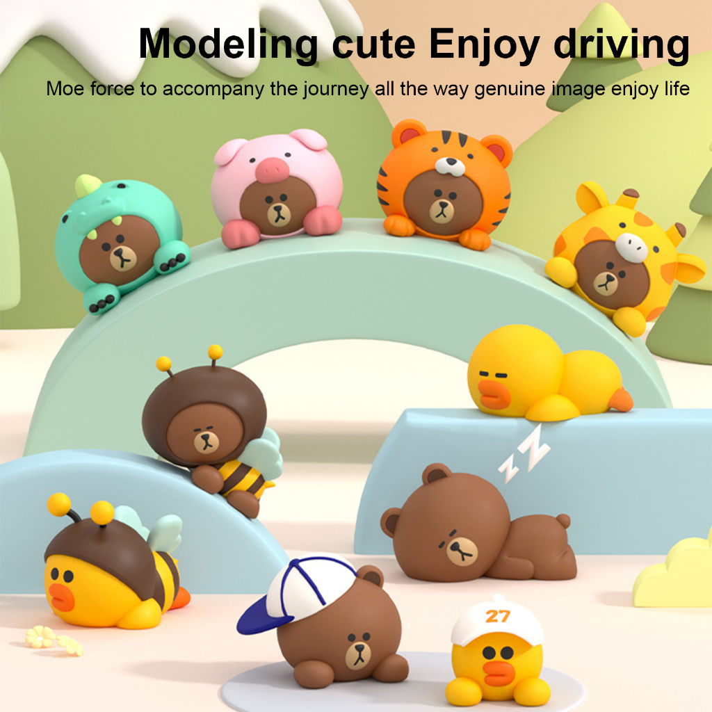 Line friends gấu nâu trang trí xe hơi hoạt hình dễ thương bảng điều khiển trung tâm trang trí nội thất xe hơi trang trí nội thất xe hơi