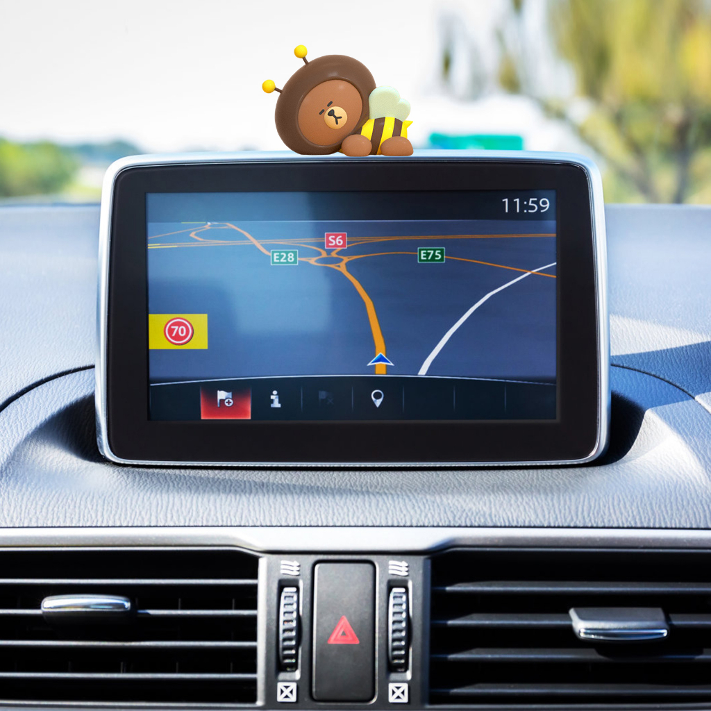 Line friends gấu nâu trang trí xe hơi hoạt hình dễ thương bảng điều khiển trung tâm trang trí nội thất xe hơi trang trí nội thất xe hơi