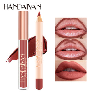 Handayan 12 màu matte lip liner + bộ kết hợp son môi trang điểm làm đẹp