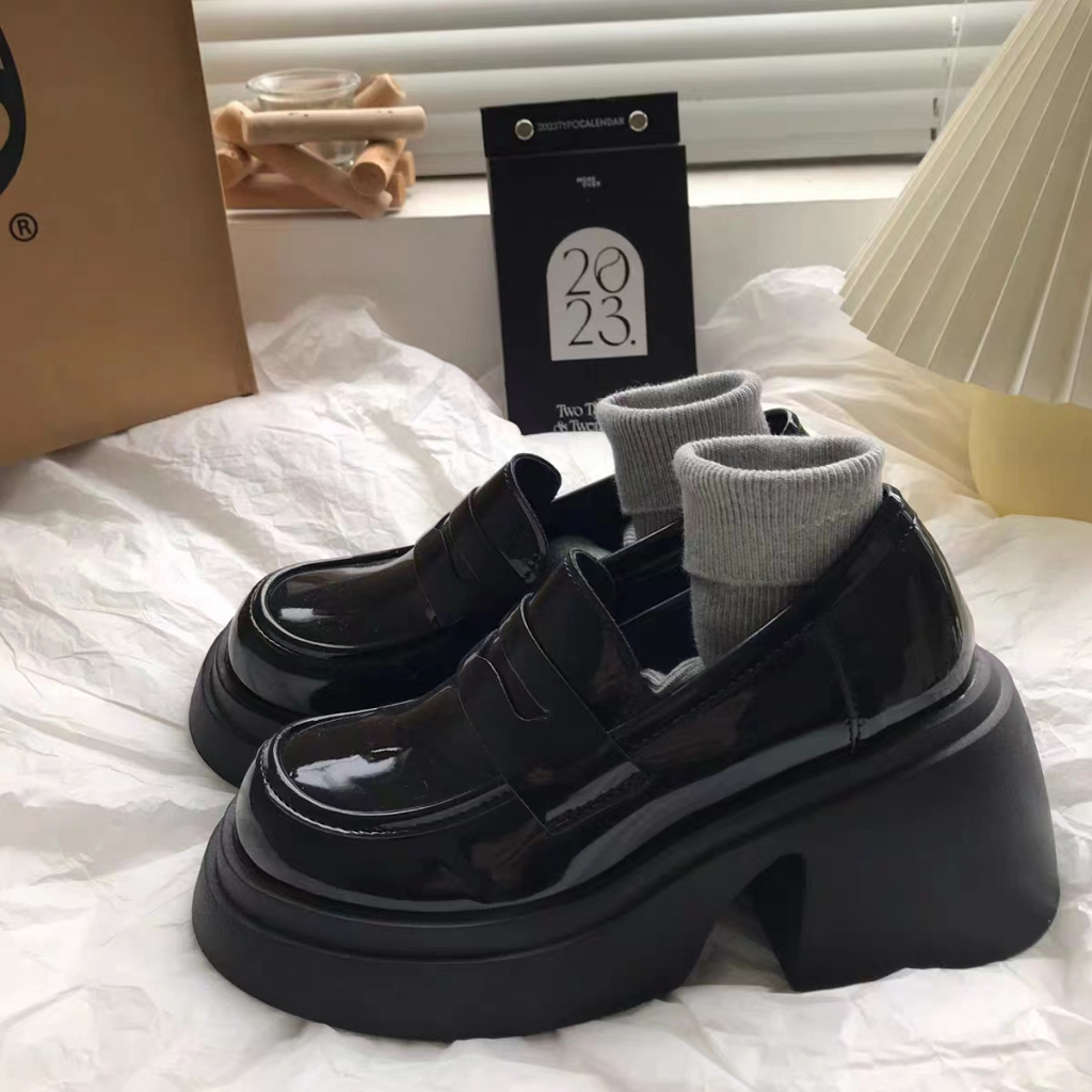 Giày Da Đế Dày 6CM Mũi Tròn Phong Cách Lolita Thời Trang 2023 Cho Nữ