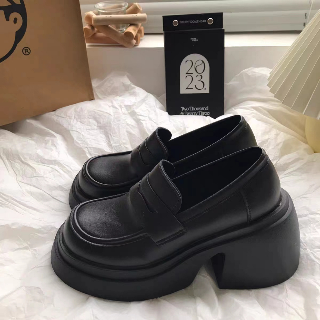 Giày Da Đế Dày 6CM Mũi Tròn Phong Cách Lolita Thời Trang 2023 Cho Nữ