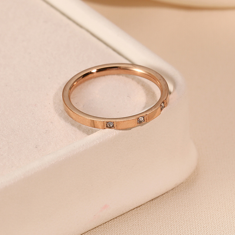 Nhẫn Thép Titan Ba Kim Cương Không Phai Màu Thời Trang Hàn Quốc Cho Nữ