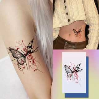 Hình xăm bướm màu đen xoáy sexy gia vị cánh tay eo hình xăm không thấm nước hình xăm dán cuối cùng trong 6 ngày hình xăm giả tạm thời