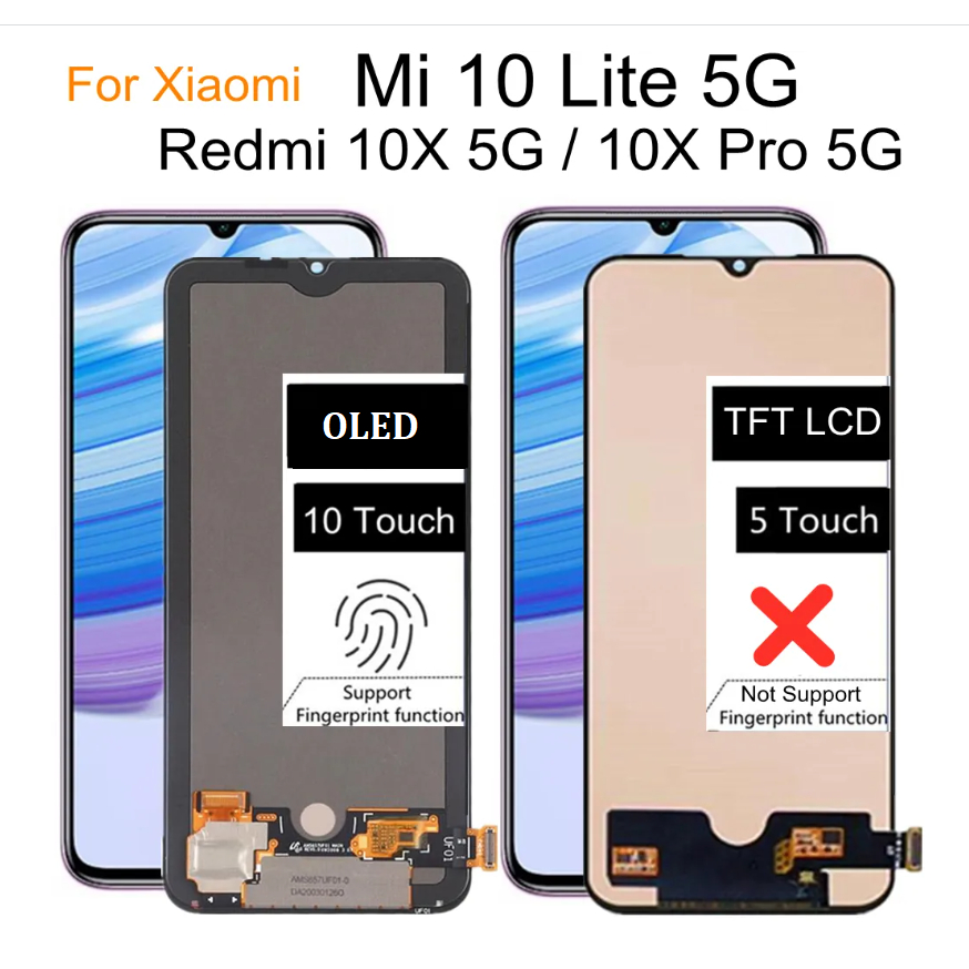 Oled có khung cho redmi 10x pro 5g mi 10 lite màn hình lcd 5g với cụm màn hình cảm ứng