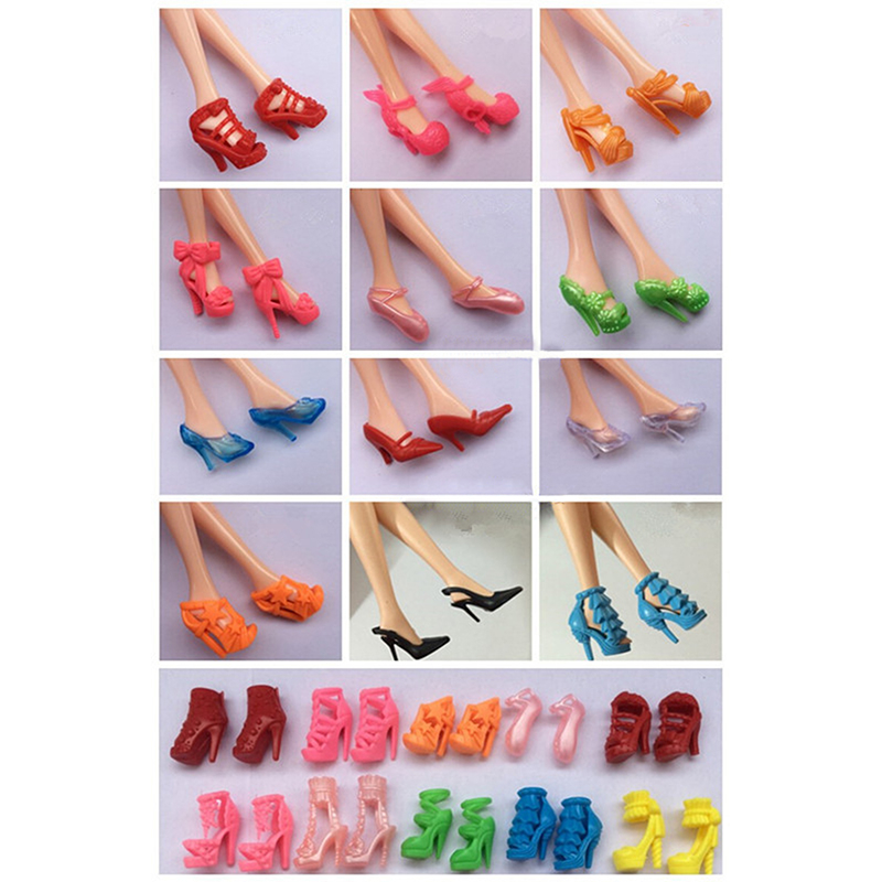 35 cái quần áo barbie 12 cái váy + 12 đôi giày cao gót + 5 5 vương miện + 6 dây chuyền