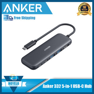 Anker 332 powerexpand + 5-in-1 usb-c hub với 4k usb-c to hdmi, cổng ethernet và 3 cổng usb 3.0