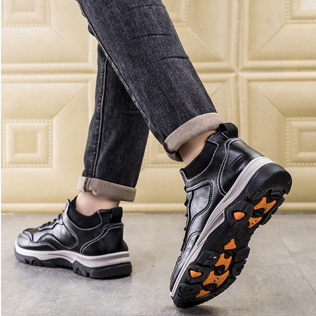 Giày Thể Thao Da Đế Dày Giữ Ấm Thời Trang Thu Đông Cho Nam