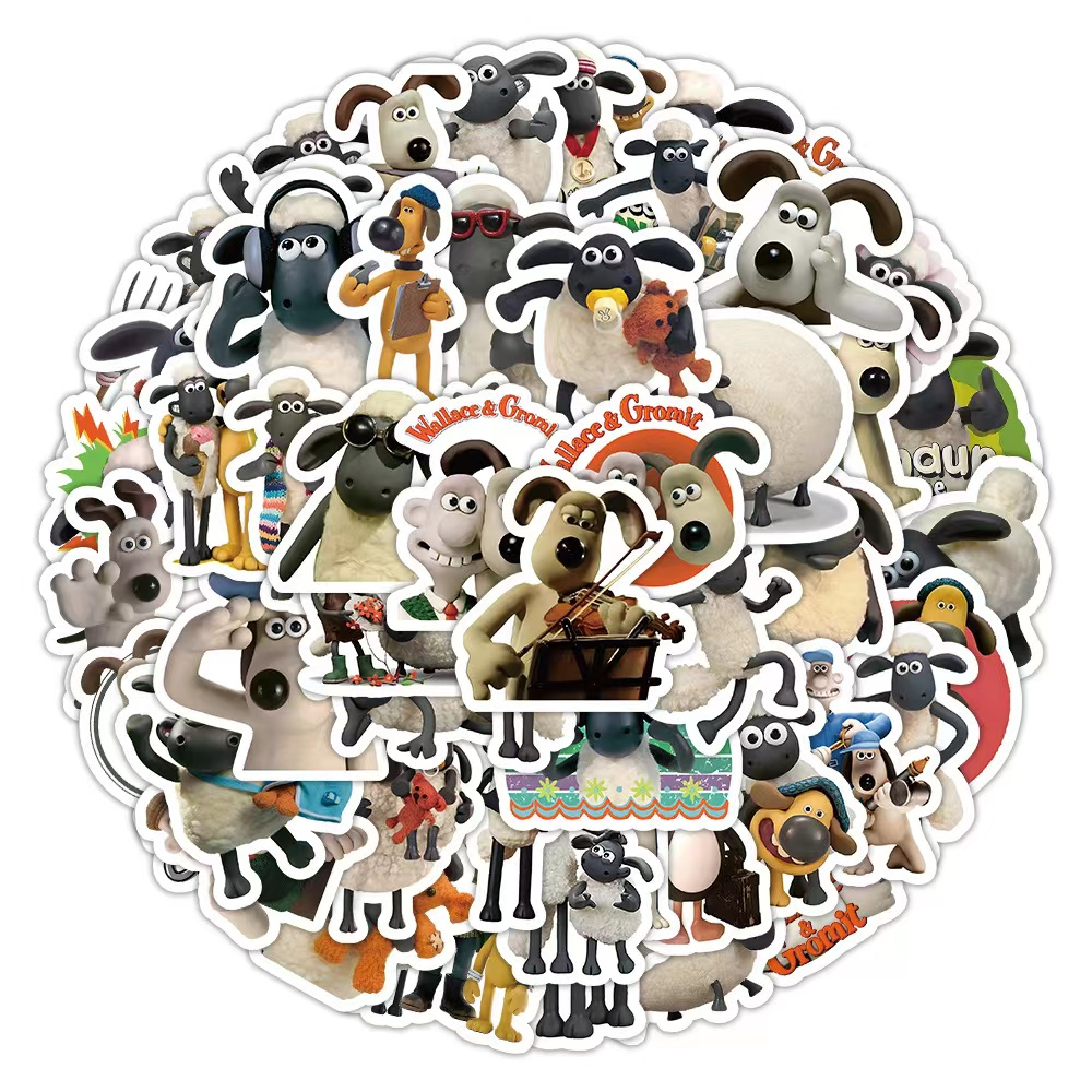 Hình Dán Sticker Wallace & Gromit/Shaun The Sheep Kawaii Anime Chống Nước Trang Trí Laptop / Điện Thoại / Ván Trượt / Va Li