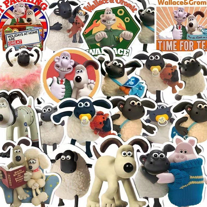 Hình Dán Sticker Wallace & Gromit/Shaun The Sheep Kawaii Anime Chống Nước Trang Trí Laptop / Điện Thoại / Ván Trượt / Va Li