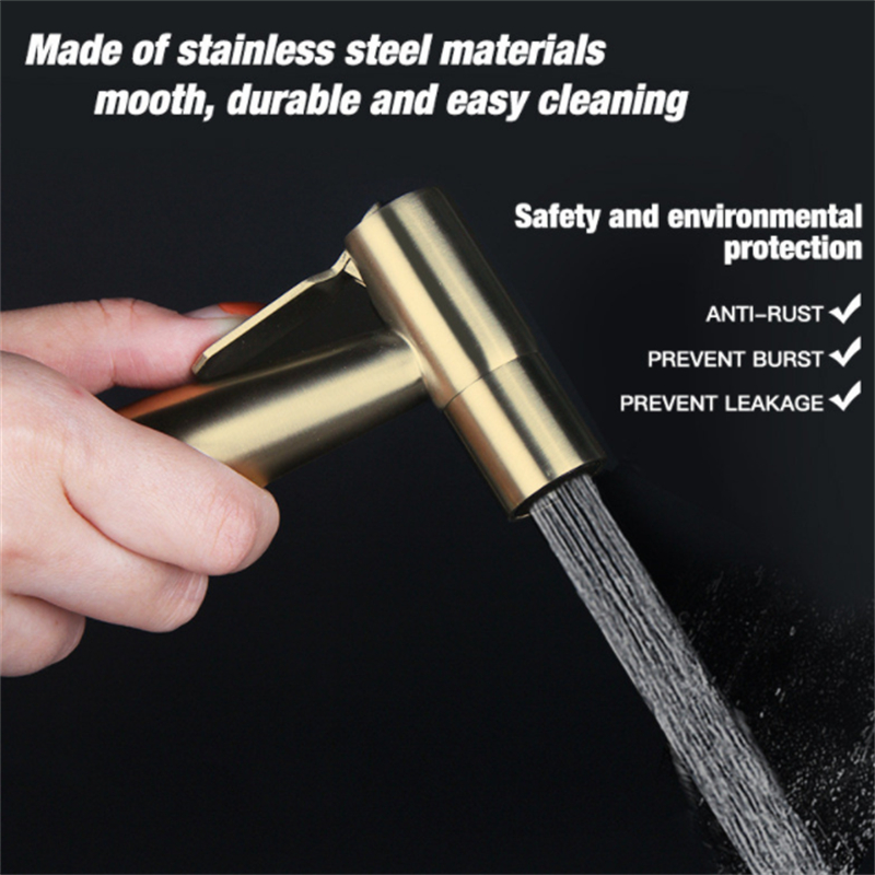 Phòng tắm vòi hoa sen nhà vệ sinh bình xịt rửa vệ sinh 3 cái bộ thép không gỉ chải vàng phụ kiện phòng tắm treo tường đóng gói khuôn chân không