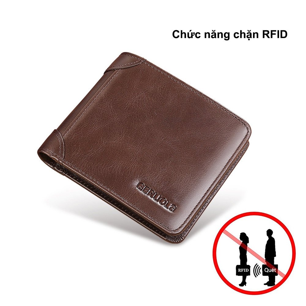 Da thật rfid fodable wallet men gấp ba lần và gấp đôi cho sự lựa chọn