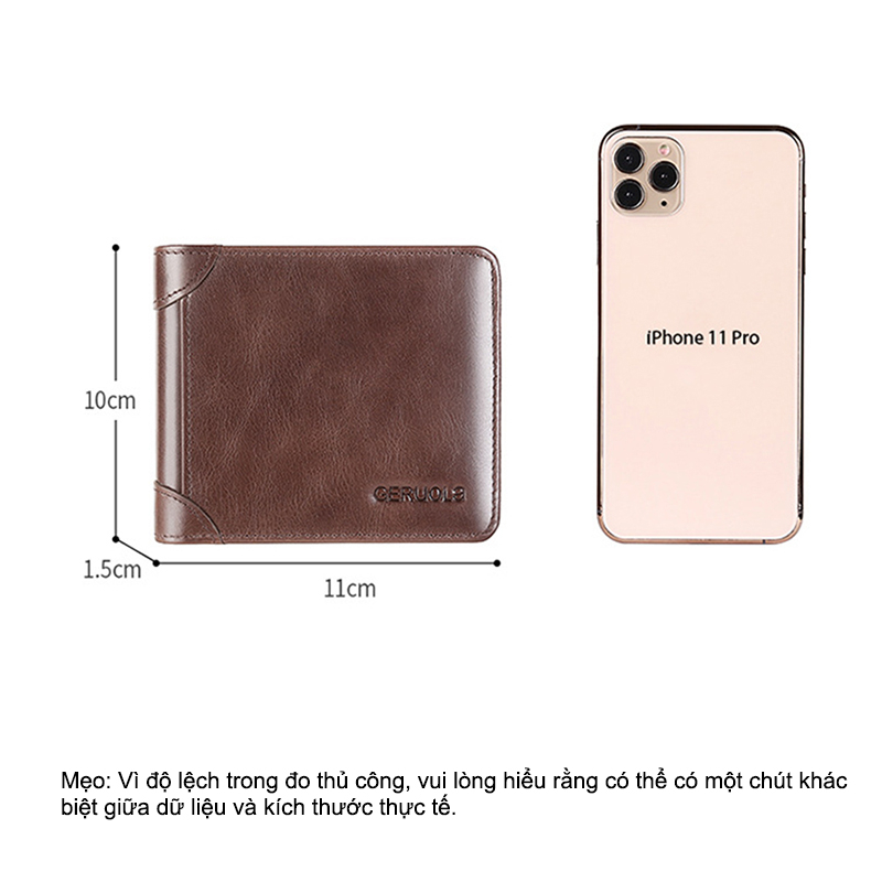 Da thật rfid fodable wallet men gấp ba lần và gấp đôi cho sự lựa chọn