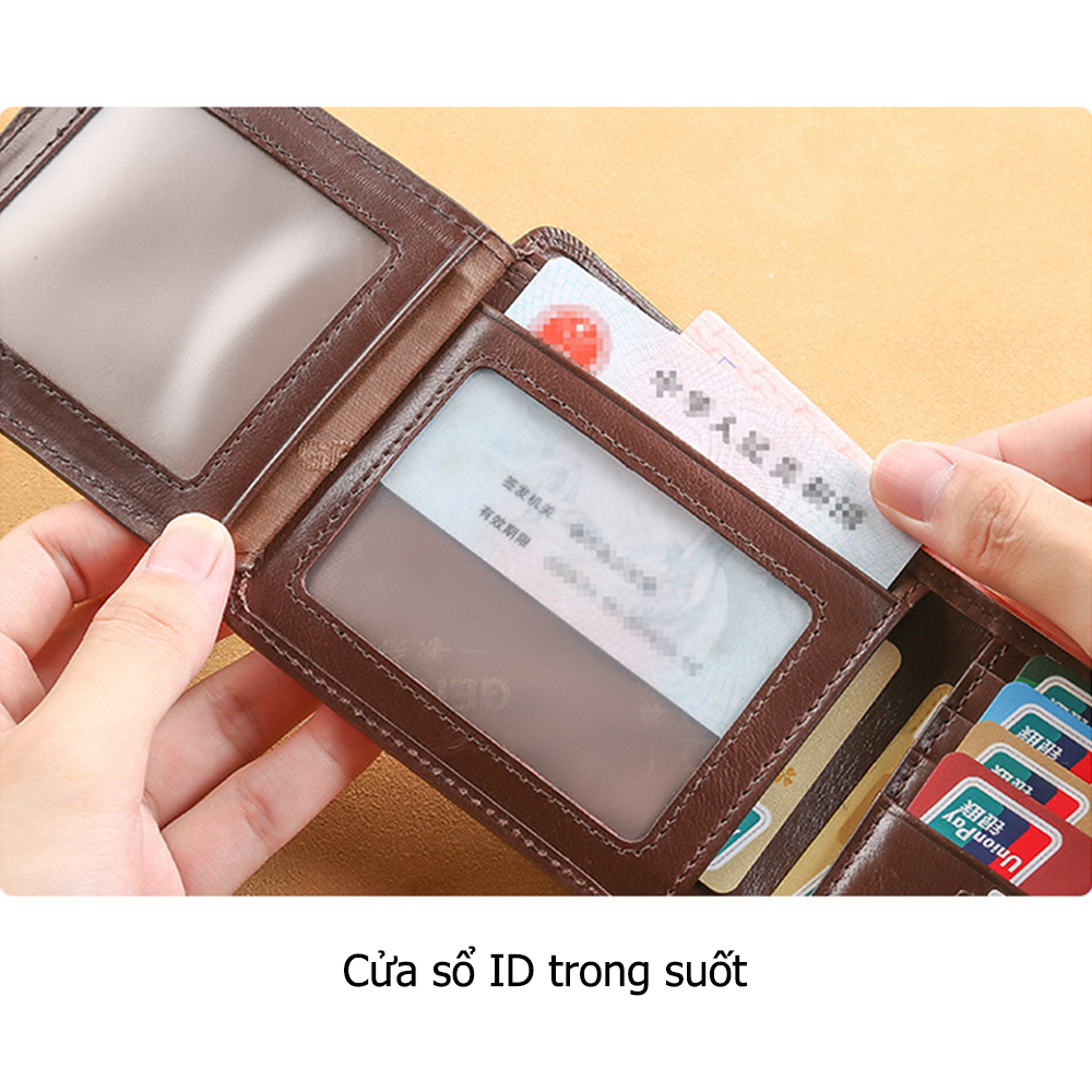 Da thật rfid fodable wallet men gấp ba lần và gấp đôi cho sự lựa chọn
