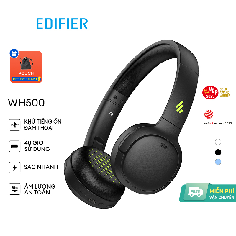 Tai nghe bluetooth không dây Edifier WH500 tai bluetooth không dây sạc nhanh type-C có thể gập lại chống ồn đa ứng dụng