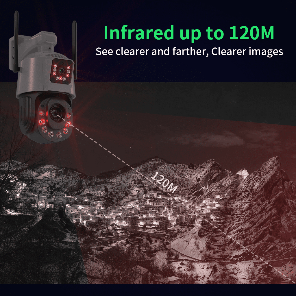 LLSEE ICSEE 36X Zoom quang học - Camera 2 mắt ngoài trời 360 độ xoay - Camera wifi không dây - Theo dõi di động - Nói chuyện hai chiều - 8.0MP-4K - Chống nước