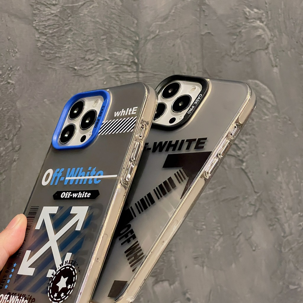 Cartoon off white logo thời trang mát mẻ vỏ iphone cứng thích hợp cho iphone14 14pro 14promax iphone13 13pro 13promax iphone12 12pro 12promax iphone11 11promax x / xs xr xsmax