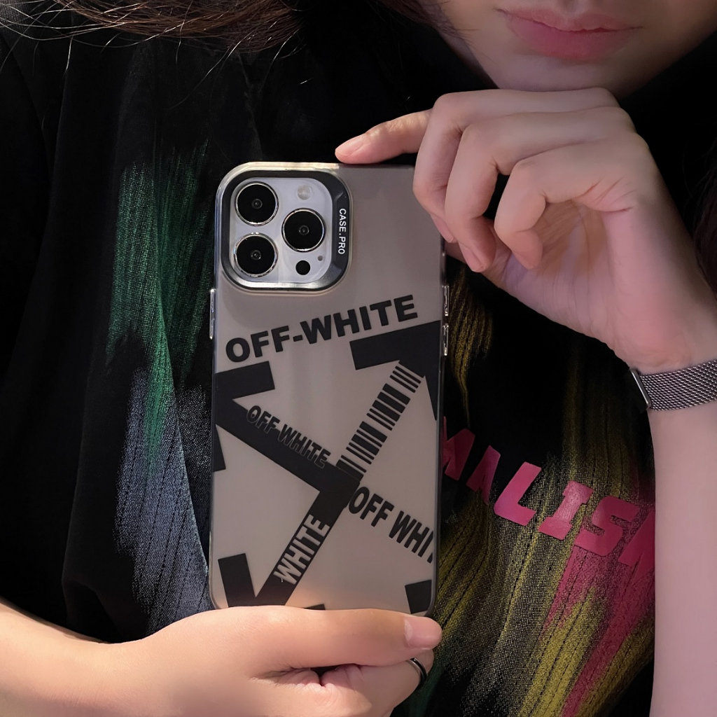 Cartoon off white logo thời trang mát mẻ vỏ iphone cứng thích hợp cho iphone14 14pro 14promax iphone13 13pro 13promax iphone12 12pro 12promax iphone11 11promax x / xs xr xsmax