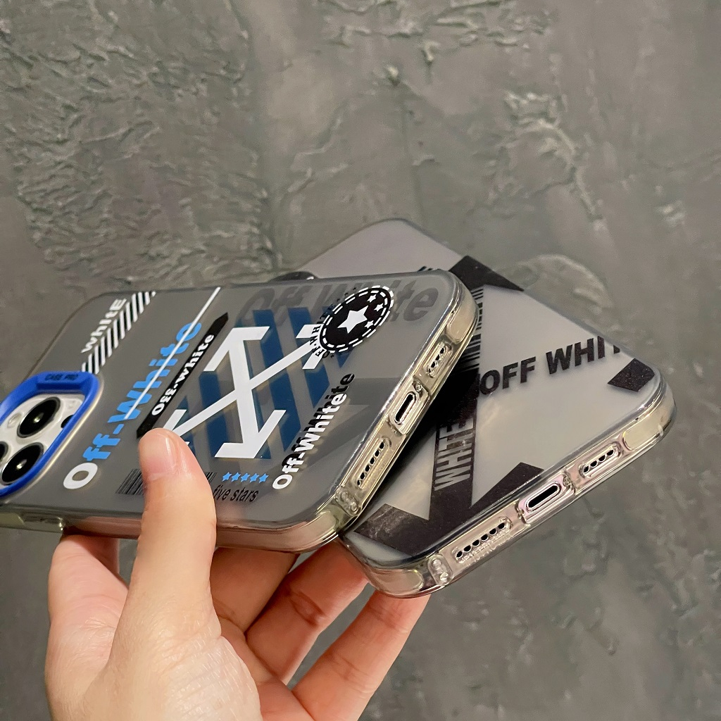 Cartoon off white logo thời trang mát mẻ vỏ iphone cứng thích hợp cho iphone14 14pro 14promax iphone13 13pro 13promax iphone12 12pro 12promax iphone11 11promax x / xs xr xsmax
