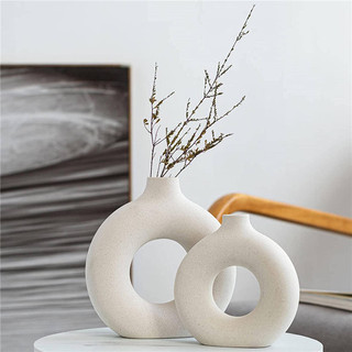 Bình hoa khô trừu tượng Chậu trồng cây trắng 14x13cm 1.5cm