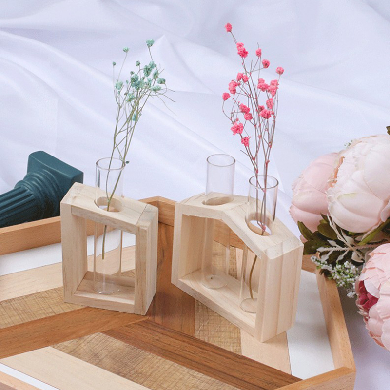 LOVIVER Chậu Cây Kèm Giá Đỡ Bằng Gỗ Dùng Trang Trí Bàn Làm Việc