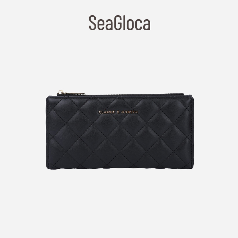 Ví dài SeaGloca đựng nhiều thẻ họa tiết hình thoi thời trang cho nữ