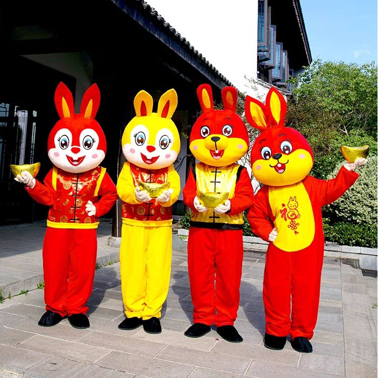 Trang phục búp bê hoạt hình HANLU linh vật thỏ Thần Tài vải chất lượng cao