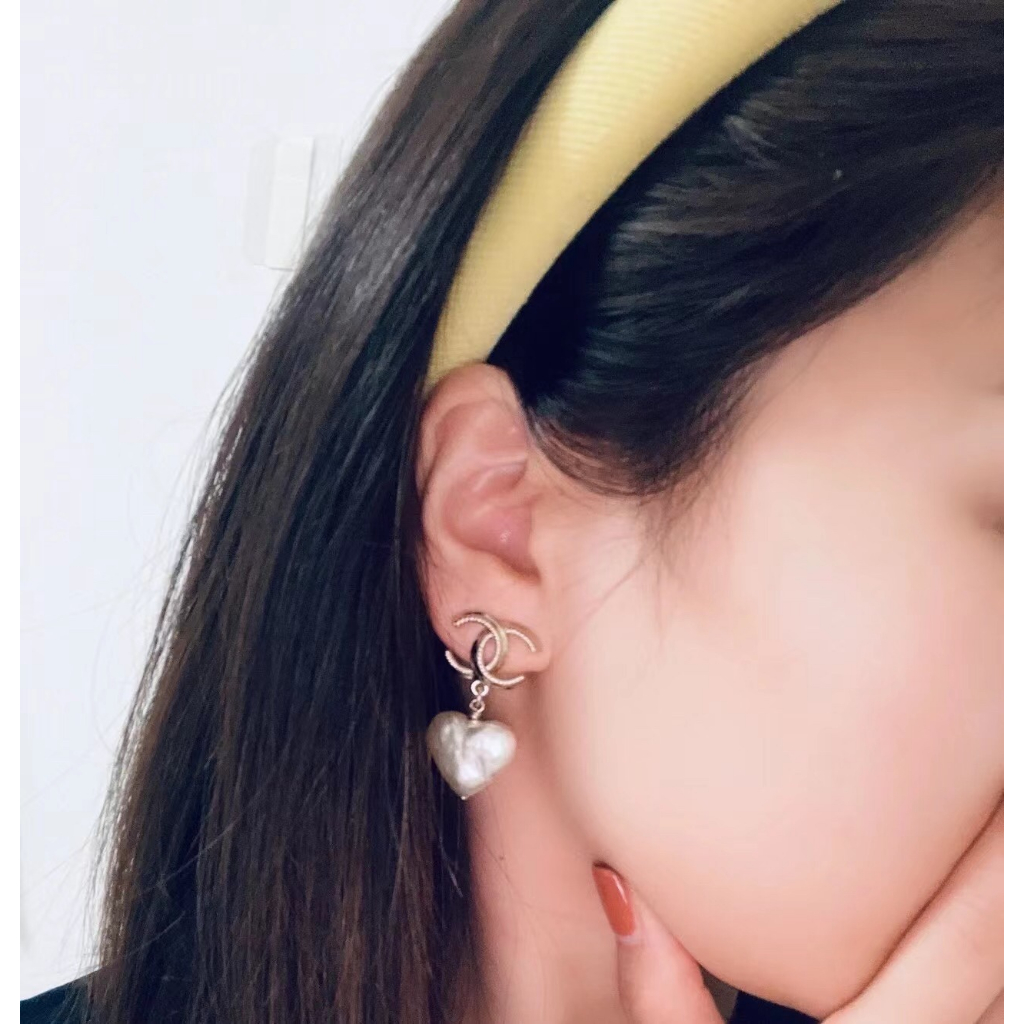 Thời trang mới cc letter love bông tai đơn giản làm bằng chất liệu đồng thau bạc sterling