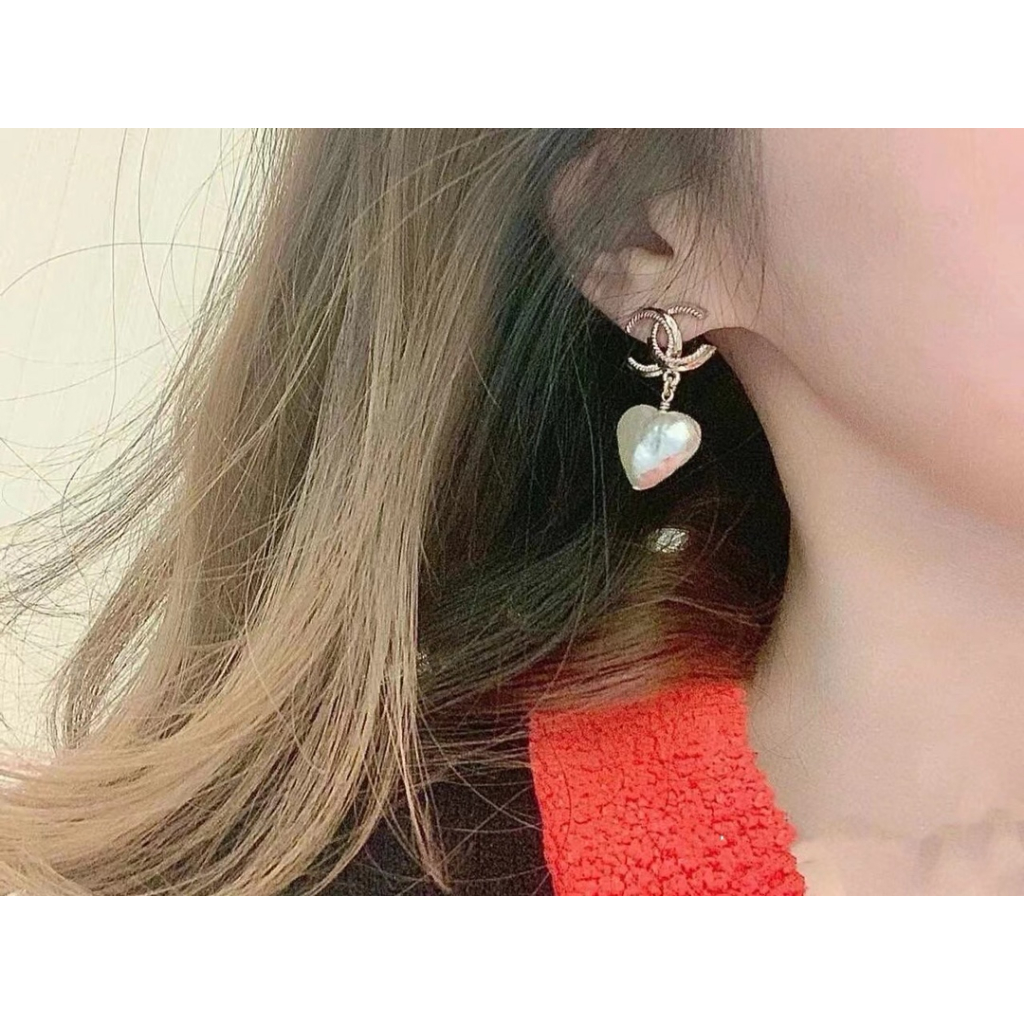 Thời trang mới cc letter love bông tai đơn giản làm bằng chất liệu đồng thau bạc sterling