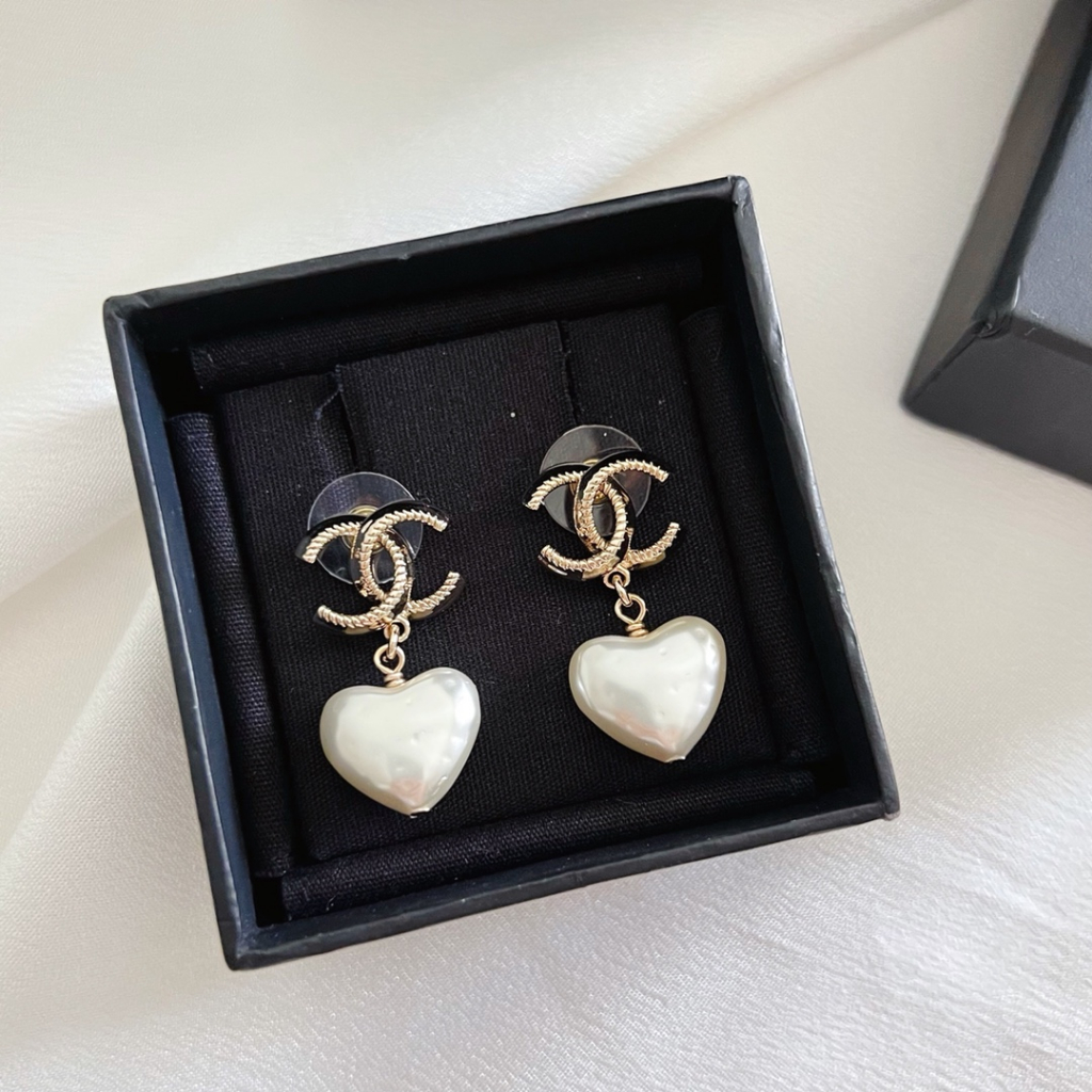 Thời trang mới cc letter love bông tai đơn giản làm bằng chất liệu đồng thau bạc sterling
