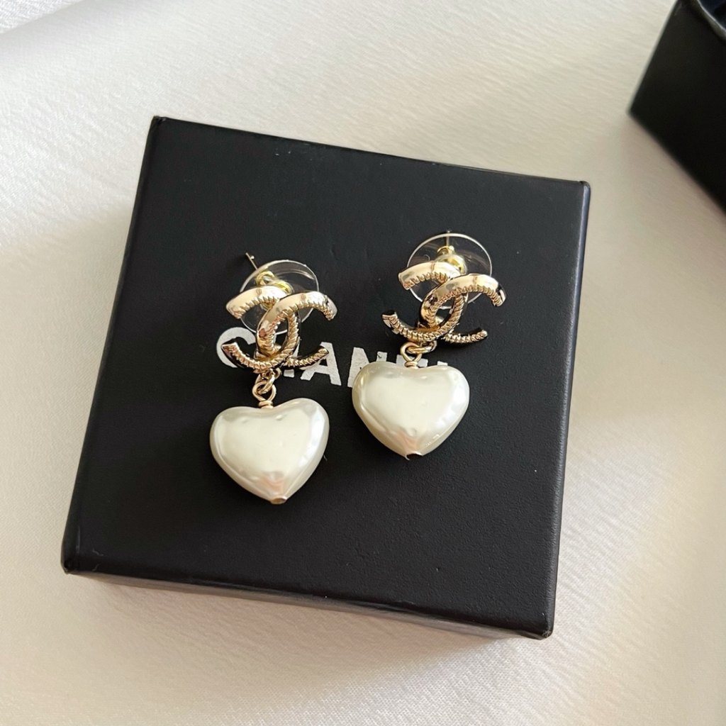 Thời trang mới cc letter love bông tai đơn giản làm bằng chất liệu đồng thau bạc sterling