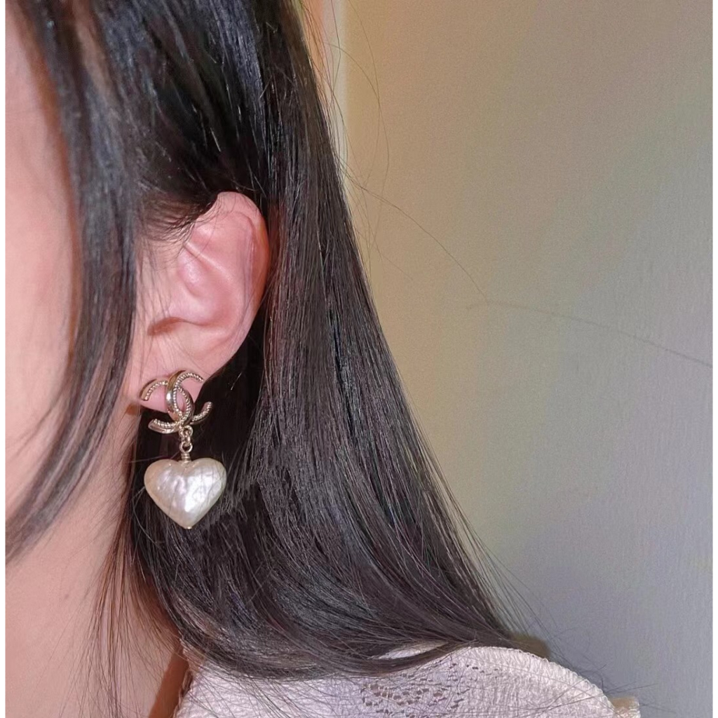 Thời trang mới cc letter love bông tai đơn giản làm bằng chất liệu đồng thau bạc sterling