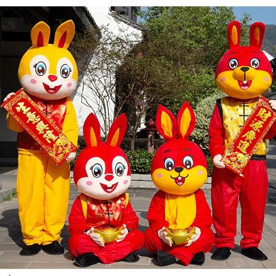 Trang phục búp bê hoạt hình HANLU linh vật thỏ Thần Tài vải chất lượng cao