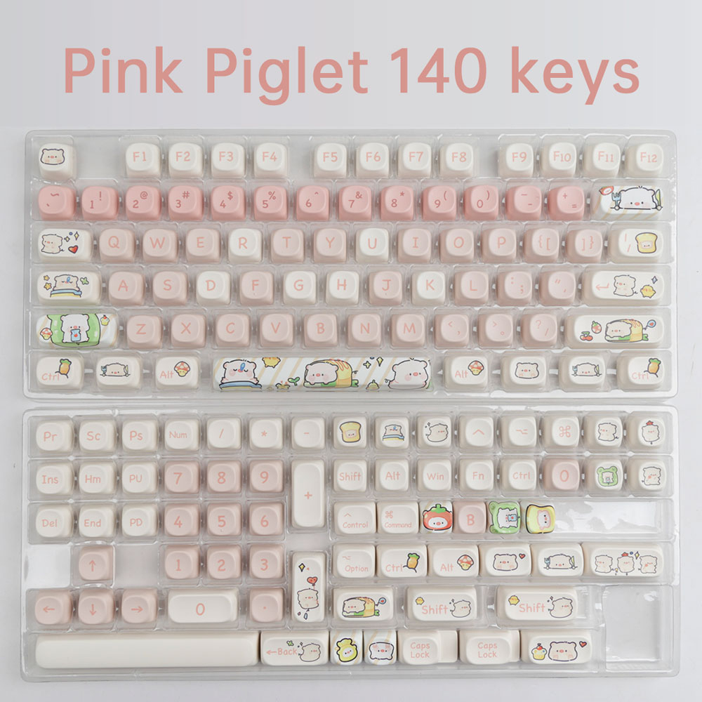 Pink piglet keycaps moa profile dye-sublimation pbt keycap 140keys