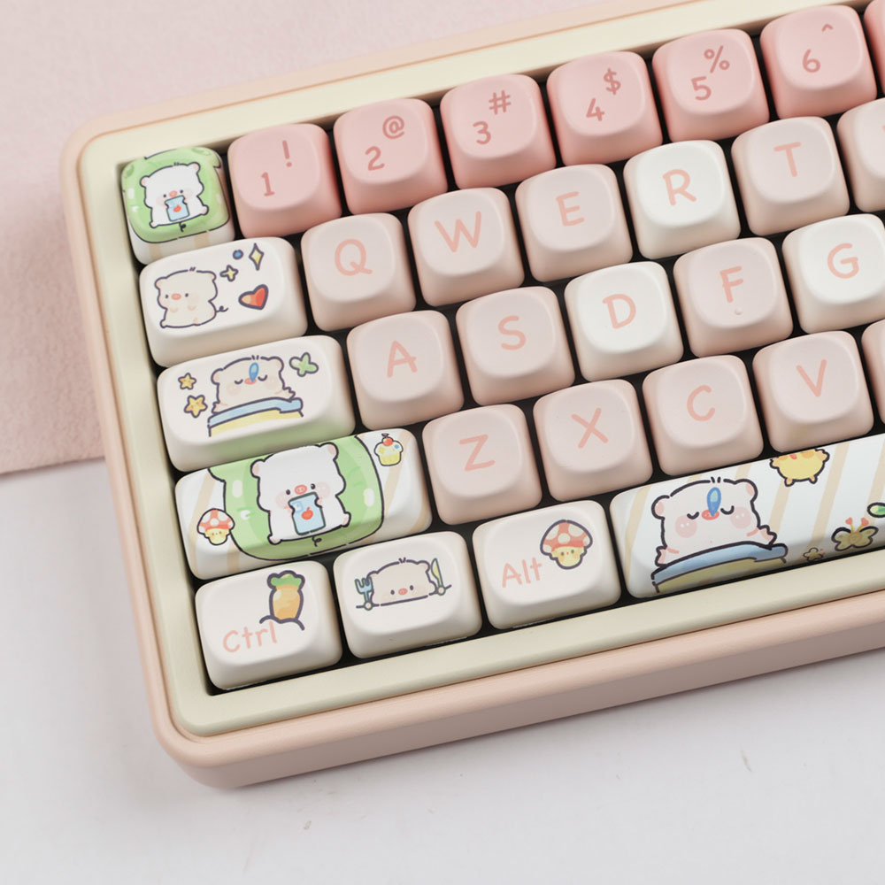 Pink piglet keycaps moa profile dye-sublimation pbt keycap 140keys