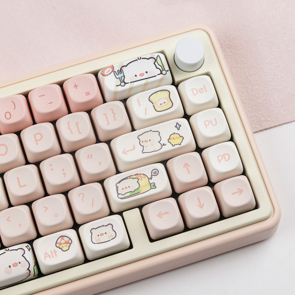 Pink piglet keycaps moa profile dye-sublimation pbt keycap 140keys