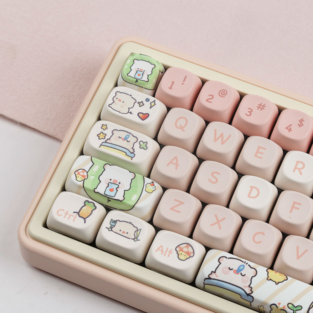 Pink piglet keycaps moa profile dye-sublimation pbt keycap 140keys