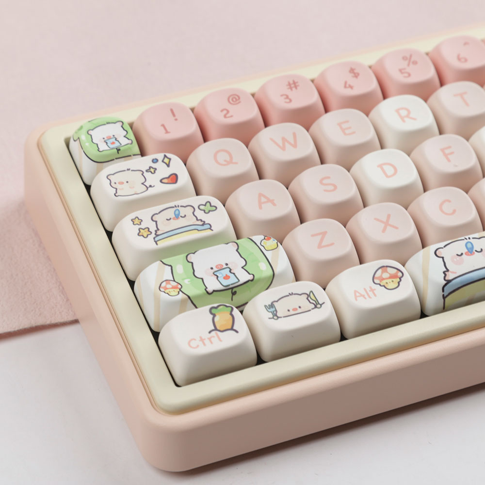 Pink piglet keycaps moa profile dye-sublimation pbt keycap 140keys