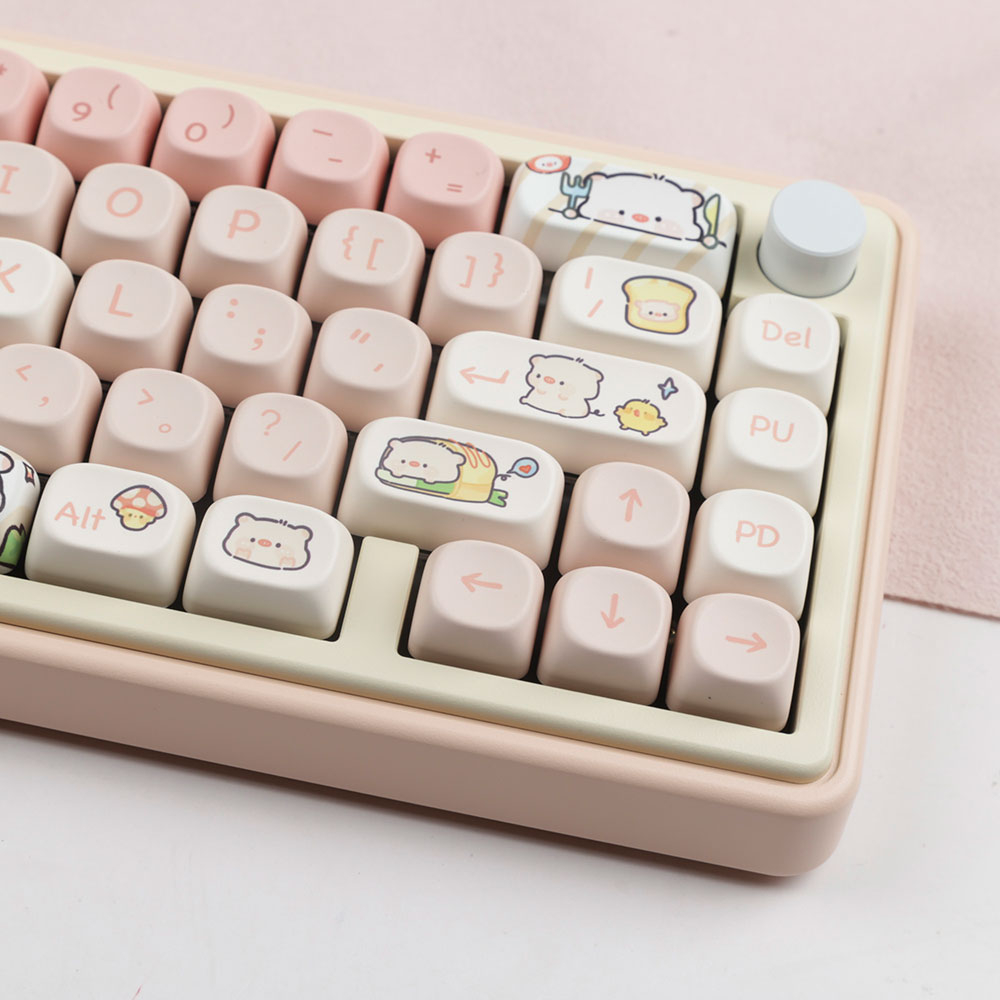 Pink piglet keycaps moa profile dye-sublimation pbt keycap 140keys