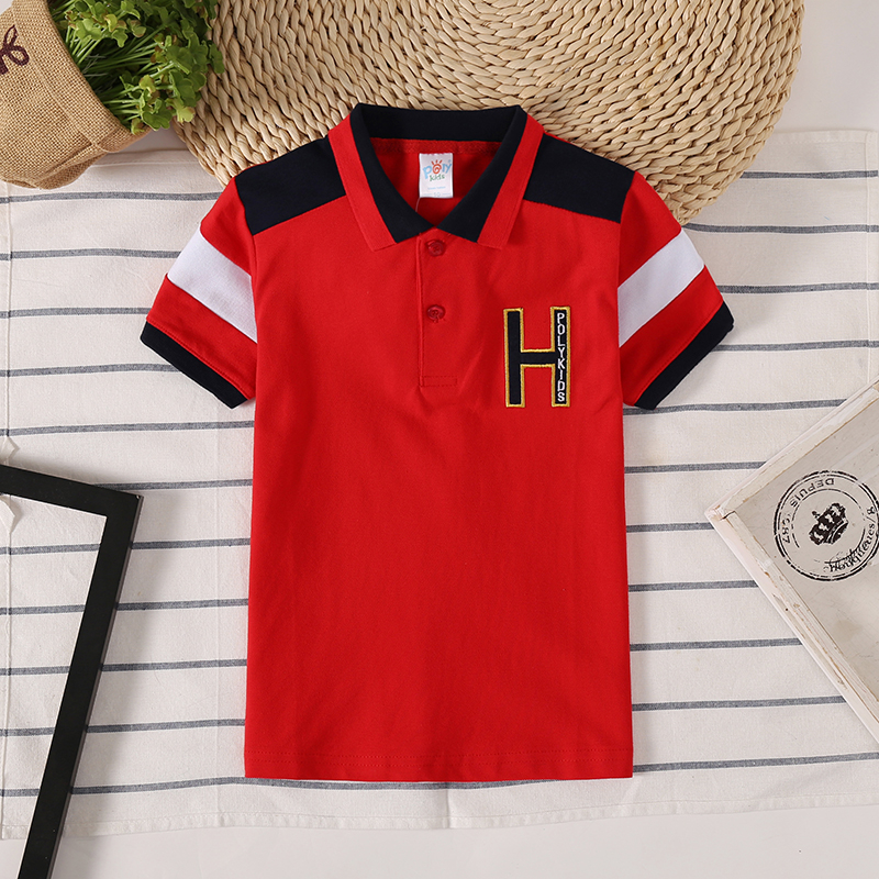 Quần áo trẻ em bé trai t áo sơ mi ve áo ngắn tay bé trai cotton áo sơ mi polo thời trang mới trẻ em mặc mùa hè