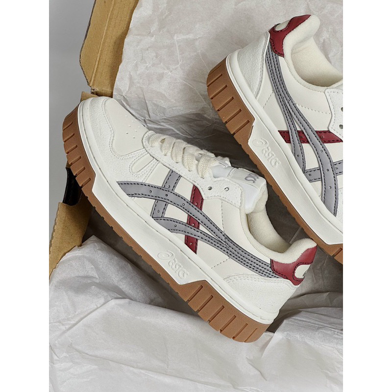 Giày asics court mz cream black gum full box