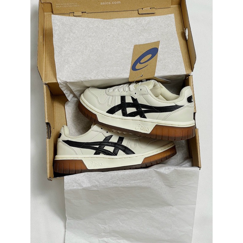 Giày asics court mz cream black gum full box